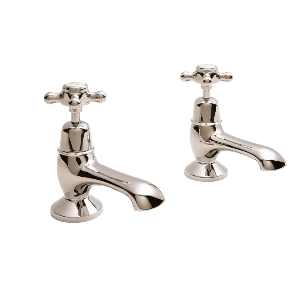 BC Designs Victrion Crosshead  Brushed Nickel Bath Pillar Taps Cut Out